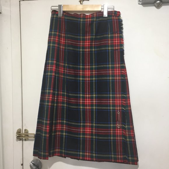 VINTAGE ALJEAN PLAID WOOL PLEATED MIDI SKIRTS SIZE 10 - Picture 2 of 5